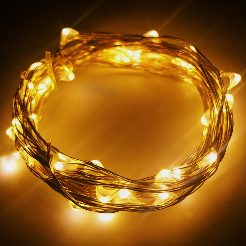 LED String Light Fairy light Battery waterproof Silver Wire Christmas Halloween USB Xmas Decoration Romantic lights 1/2/3/5/10M