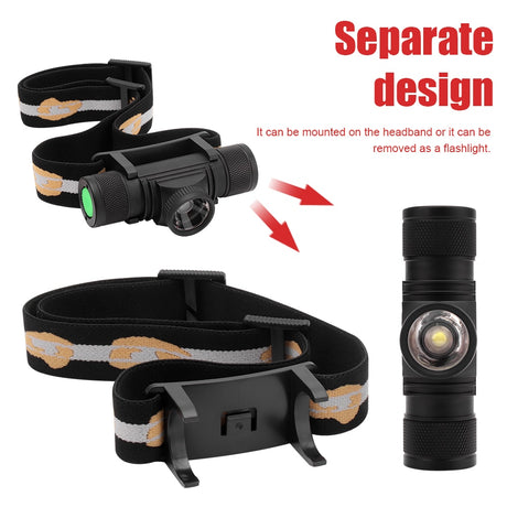 D20 2000lumens XPG LED Headlight 4-Mode Zoom Headlamp Rechargeable Head Torch Fishing Camping Flashlight 18650 Battery