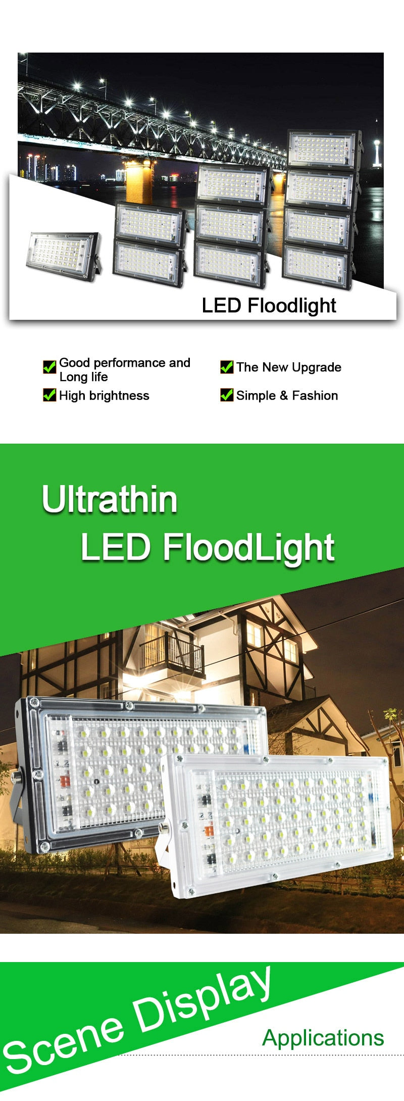 LED Flood Light 10W 50W perfect power Floodlight LED street Lamp 220V 240V waterproof Landscape Lighting IP65 led spotlight