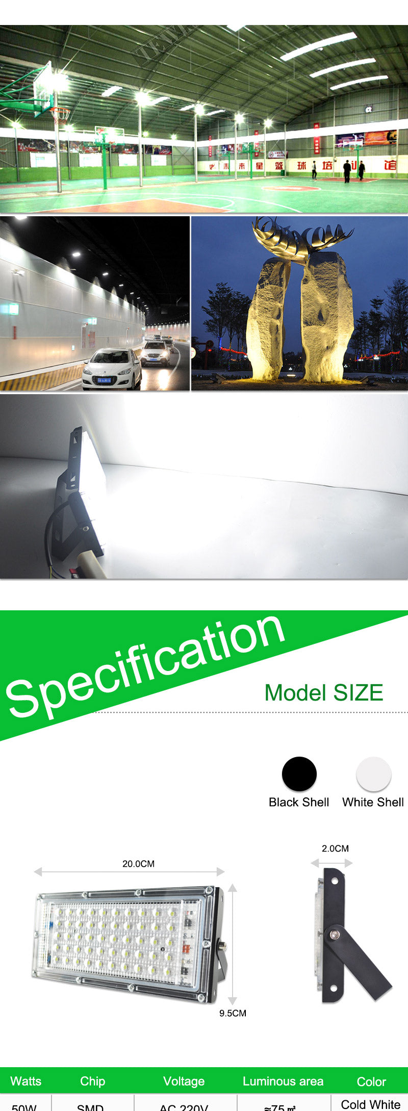 LED Flood Light 10W 50W perfect power Floodlight LED street Lamp 220V 240V waterproof Landscape Lighting IP65 led spotlight