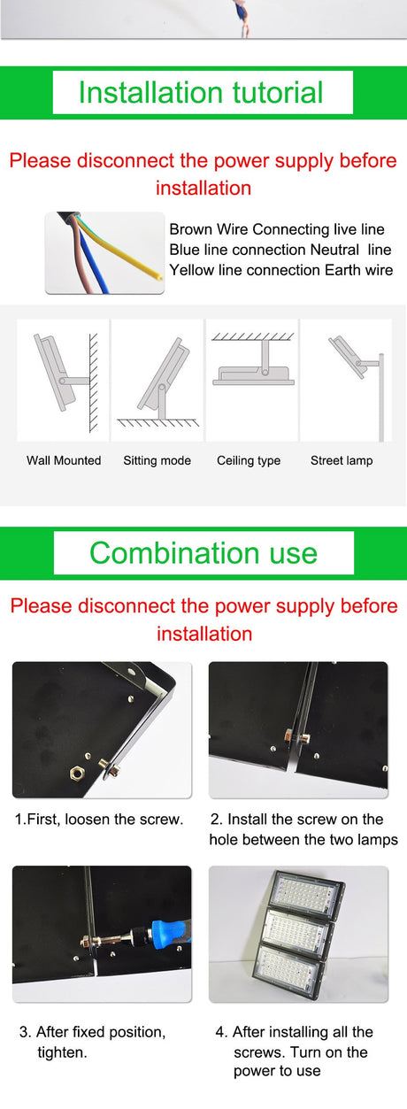 LED Flood Light 10W 50W perfect power Floodlight LED street Lamp 220V 240V waterproof Landscape Lighting IP65 led spotlight