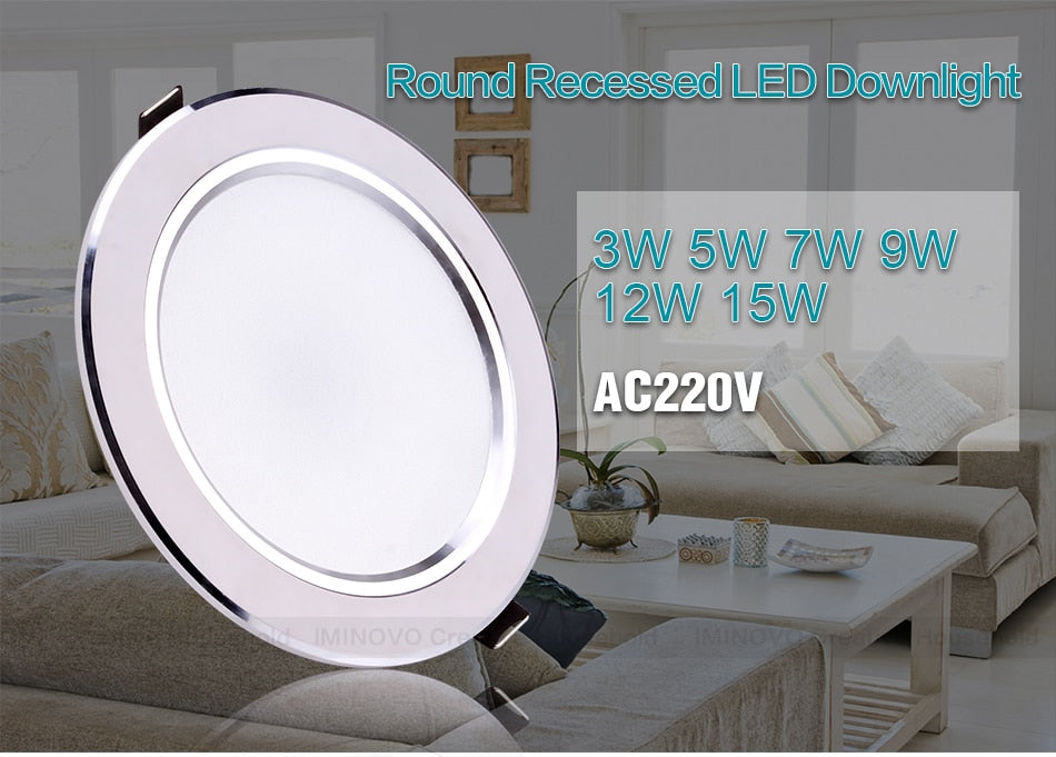 Ultra Thin Downlight Led Panel Recessed Down Light Round 3W 5W 7W 9W 12W 15W 18W Bedroom Kitchen Indoor Spot Lamp 220V 110V