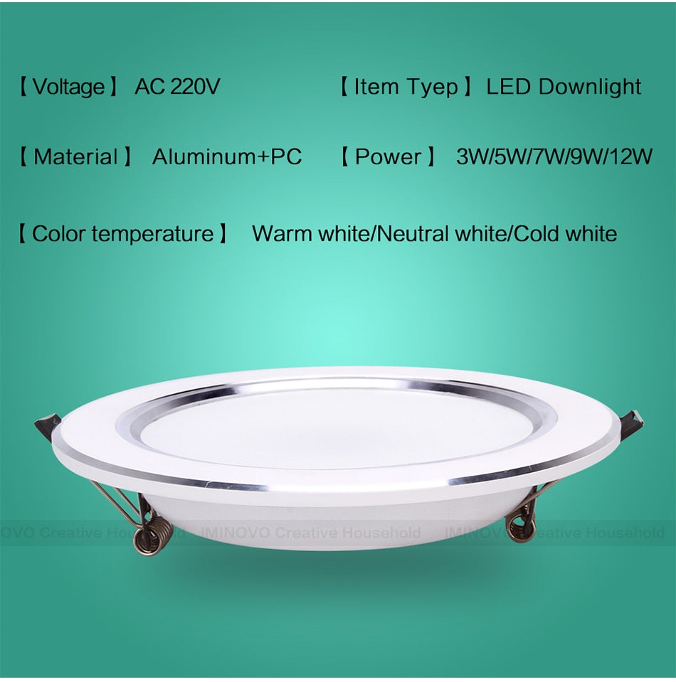 Ultra Thin Downlight Led Panel Recessed Down Light Round 3W 5W 7W 9W 12W 15W 18W Bedroom Kitchen Indoor Spot Lamp 220V 110V