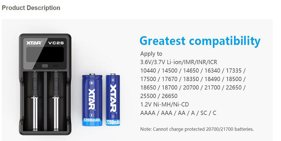 NEW XTAR VC2 VC2S VC4 VC4S  Colorful VA LCD Screen Micro-USB powered portable apply to 3.6V/3.7V Li-ion/IMR/INR/ICR 18650 26650