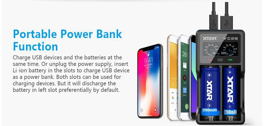 NEW XTAR VC2 VC2S VC4 VC4S  Colorful VA LCD Screen Micro-USB powered portable apply to 3.6V/3.7V Li-ion/IMR/INR/ICR 18650 26650