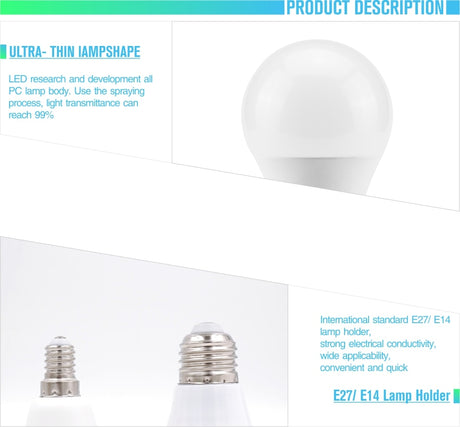 LED Bulb E27 E14 Lamp 3W 5W 7W 9W 12W 15W 18W LED Light AC220V Lampada's Cold White Warm White LED Spotlight For Table Lamp Light