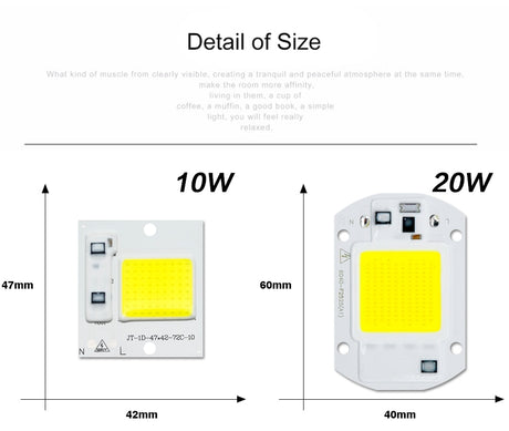 LED COB Lamp 10W 20W 30W 50W Real AC 220V 230V IP65 Smart IC DIY LED Bulb Flood Light Spotlight For Projectors Driver Light