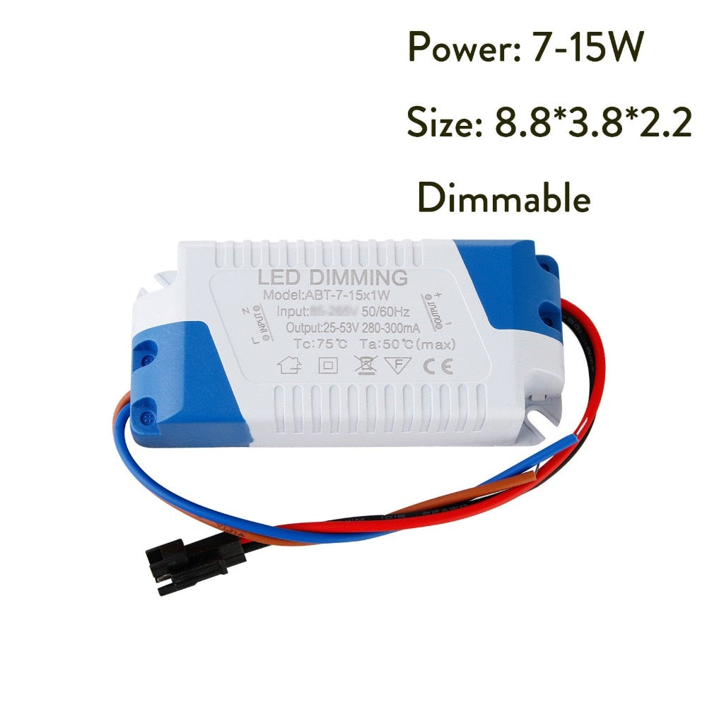 High Quality Dimmable 3W 5W 7W 8-10W 15W 15-24W Power Supply LED Driver Adapter Transformer 300mA For LED Downlight 85-265V