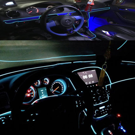 12V lighter LED Lamp Strip thread sticker decals tags accessory Flexible Neon Light EL Wire Rope Tube