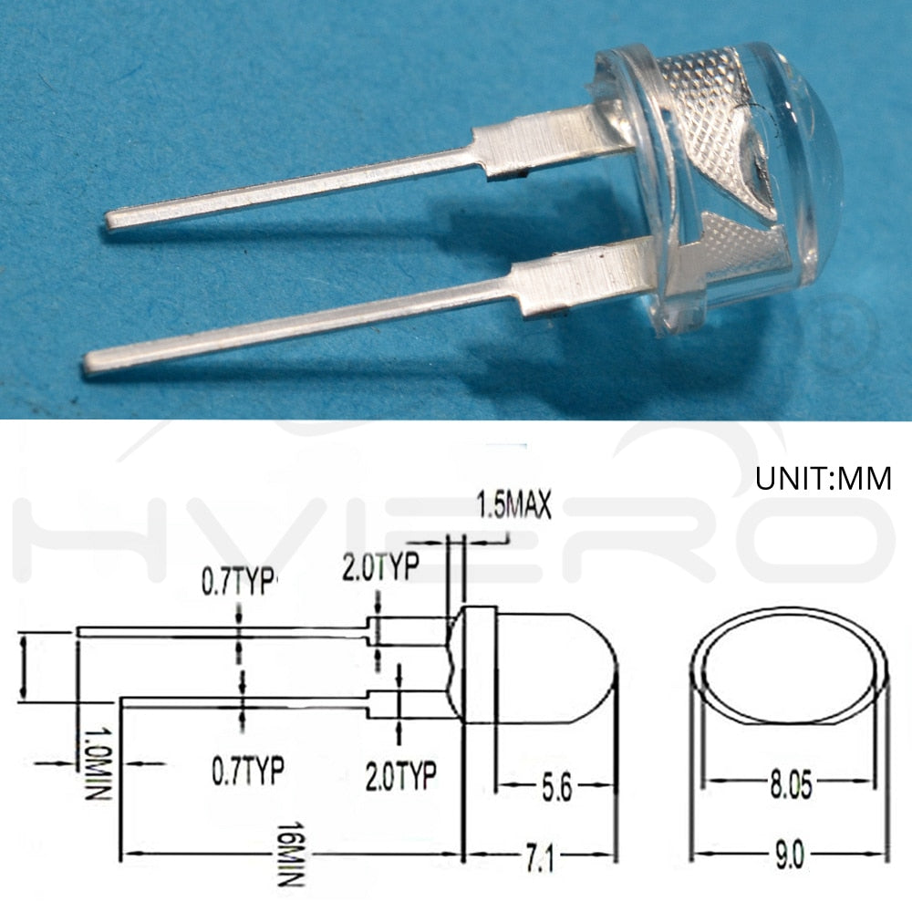 50pcs 8mm 0.5W white red yellow blue green Diode Led power straw hat lamp bead light emitting diodes Lamp bulb bright light