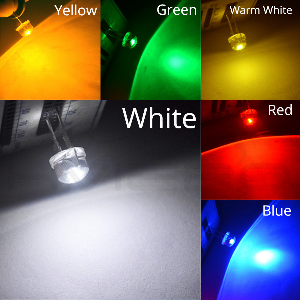 50pcs 8mm 0.5W white red yellow blue green Diode Led power straw hat lamp bead light emitting diodes Lamp bulb bright light