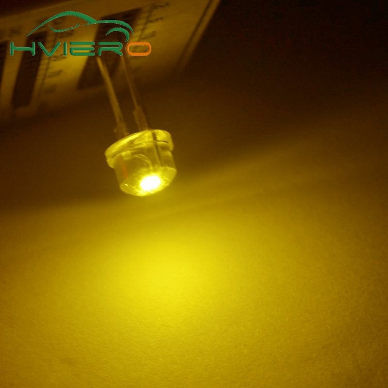 50pcs 8mm 0.5W white red yellow blue green Diode Led power straw hat lamp bead light emitting diodes Lamp bulb bright light
