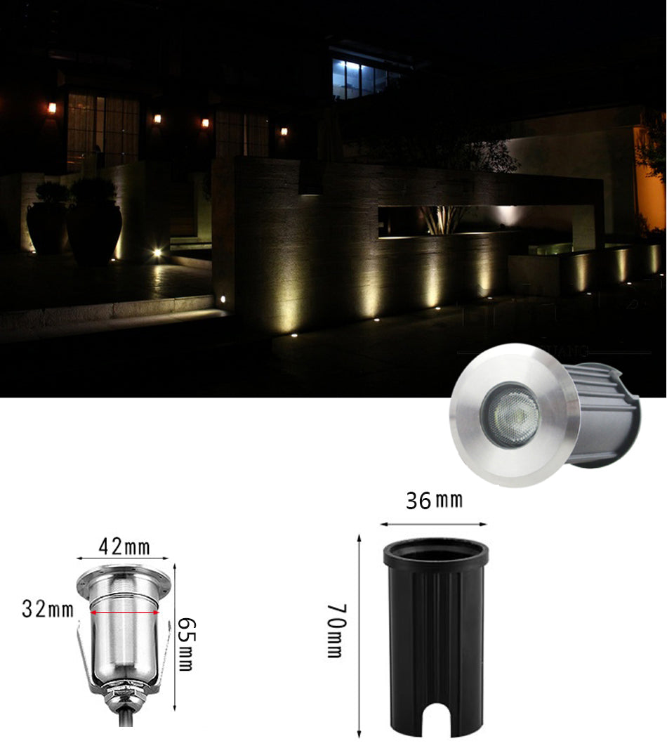 IP68 3W 1W LED Underground light Ground Garden Path Floor Lamp Outdoor Underground Buried Yard Lamp Landscape Light 85-265V DC12