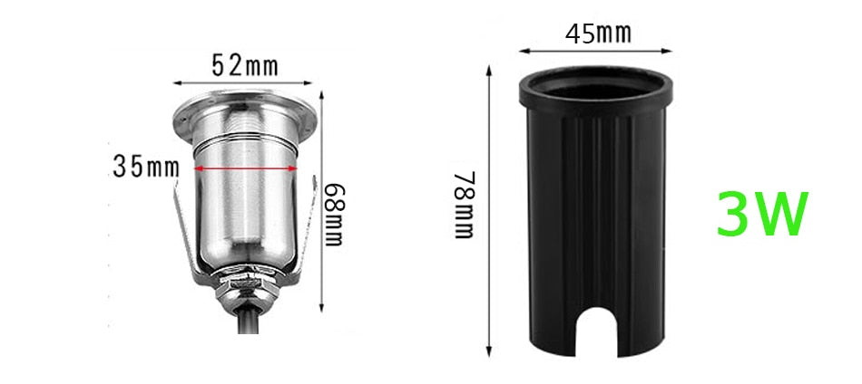 IP68 3W 1W LED Underground light Ground Garden Path Floor Lamp Outdoor Underground Buried Yard Lamp Landscape Light 85-265V DC12