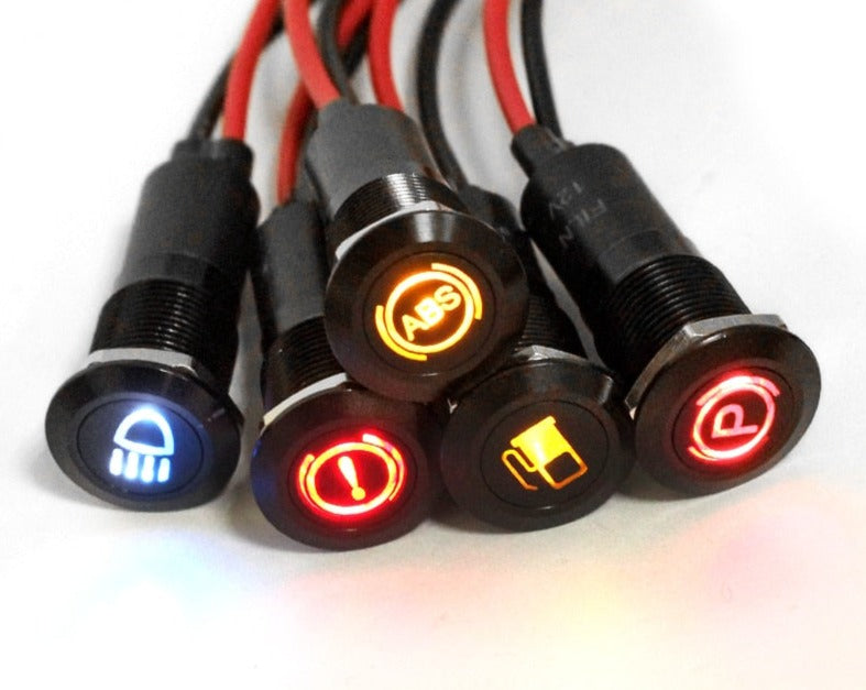 16mm Waterproof Lamp FILN 12V LED Car Boat LED Warning Dashboard Signal Lights Instrument Pilot light