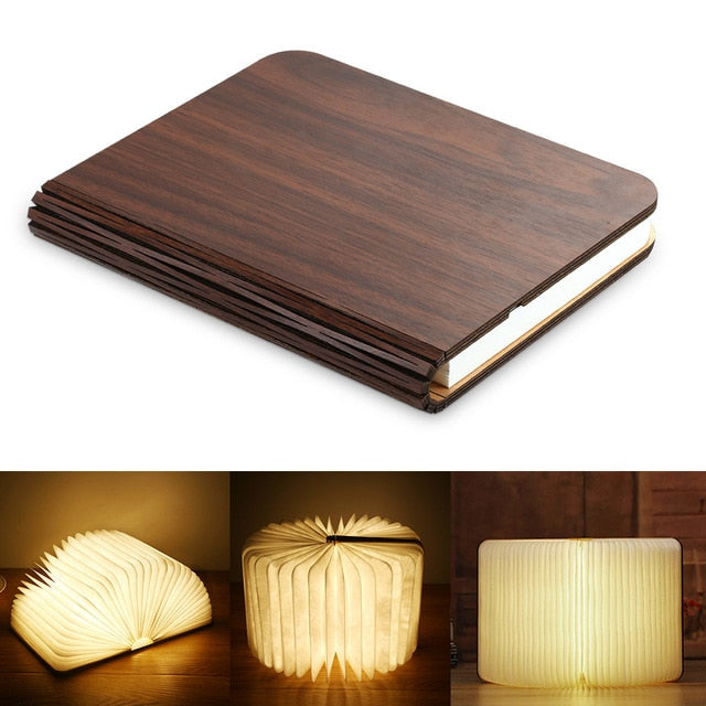 Wooden book lamp Portable USB Rechargeable LED Magnetic 3 color Dimmable Foldable Night Light Desk Lamp Home Decors