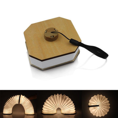 Wooden book lamp Portable USB Rechargeable LED Magnetic 3 color Dimmable Foldable Night Light Desk Lamp Home Decors