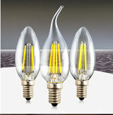 LED Candle Bulb C35 Light 2W/4W/6W 110V/220V Warm/Cool White Retro Filament Lamp For Chandelier Lighting 360 Degree