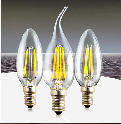 LED Candle Bulb C35 Light 2W/4W/6W 110V/220V Warm/Cool White Retro Filament Lamp For Chandelier Lighting 360 Degree