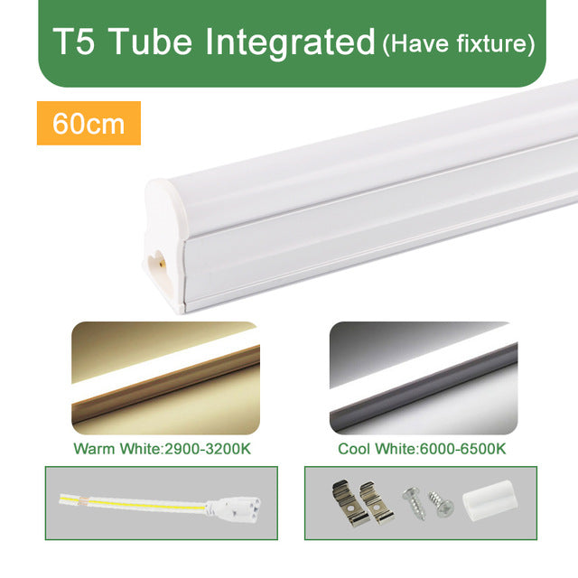 LED Integrated Tube T5 T8 LED Light 110V 220V 240V 60cm 1FT 2FT LED Fluorescent Lamp Ampoule