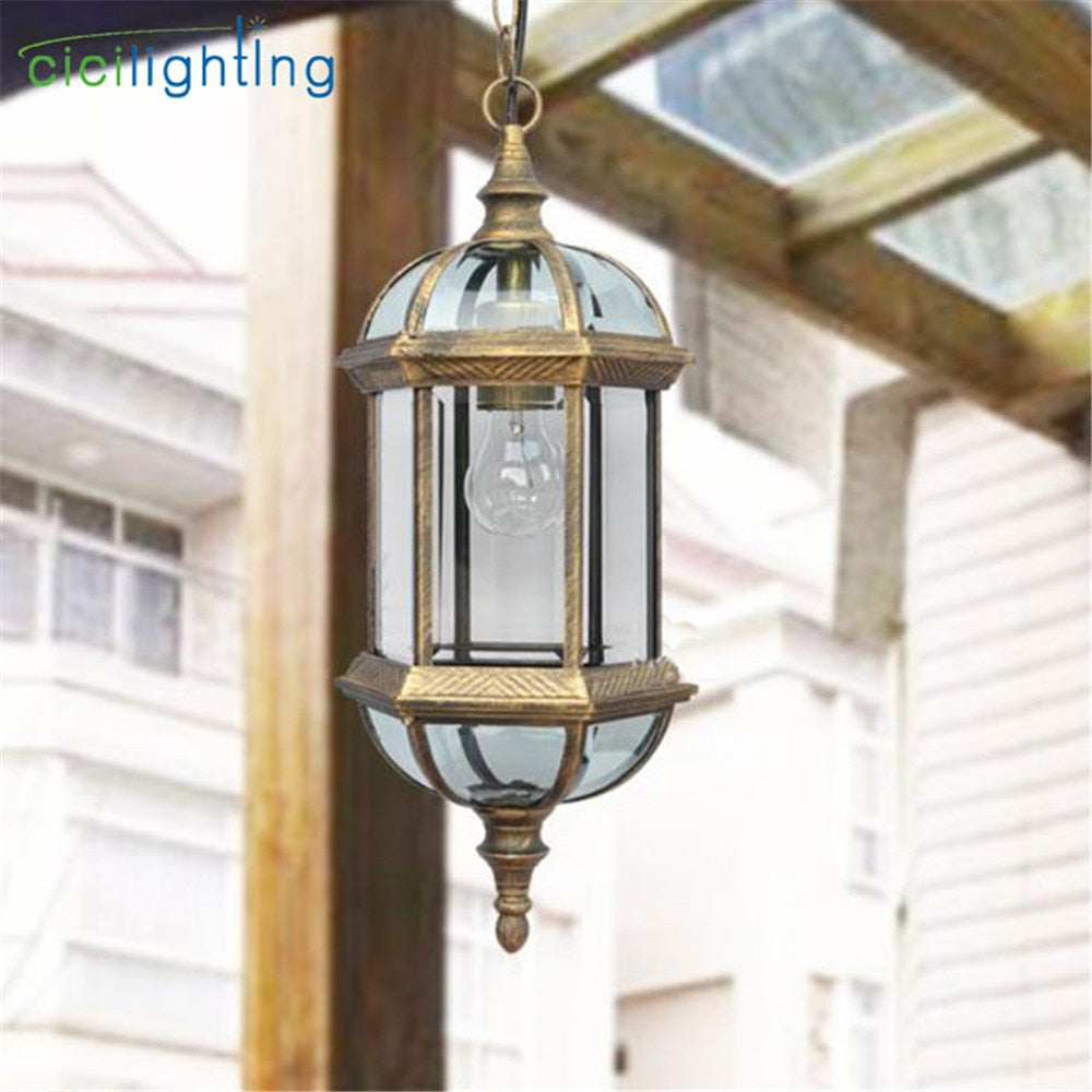 Outdoor Light balcony Retro lamp pastoral glass shade Pendant lamps outdoor pastoral lighting corridor dining Pendant Lights