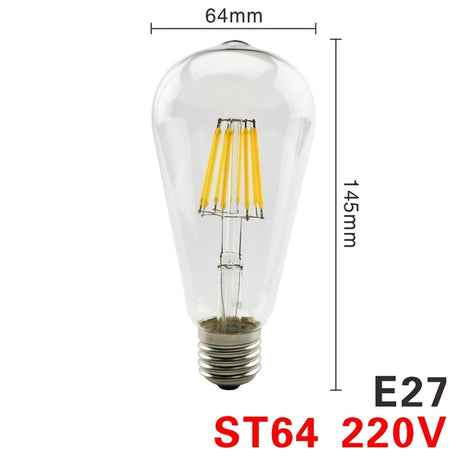 LED Filament Bulb E27 Retro Edison Lamp 220V E14 Vintage Candle Light Globe Chandelier Lighting COB Home Decors Light
