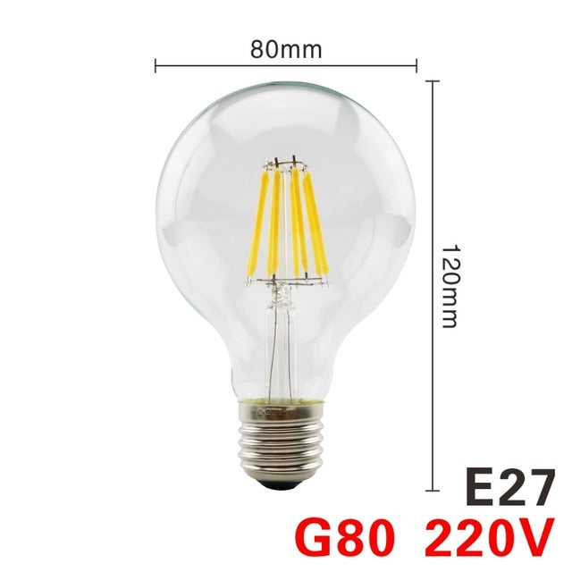 LED Filament Bulb E27 Retro Edison Lamp 220V E14 Vintage Candle Light Globe Chandelier Lighting COB Home Decors Light