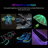 Flexible Neon Light 1m/3m/5M 3V Glow EL Wire Rope tape Cable Strip LED Neon Lights Shoes Clothing Car waterproof led strip
