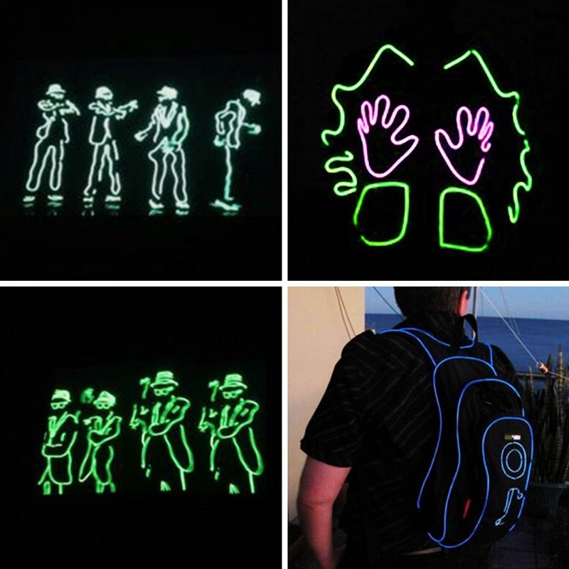 Flexible Neon Light 1m/3m/5M 3V Glow EL Wire Rope tape Cable Strip LED Neon Lights Shoes Clothing Car waterproof led strip