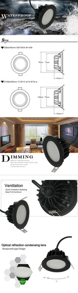 LED 5W 7W 9W 12W 15W Waterproof IP65 Dimmable led downlight smd  dimming 12W LED Spot light led ceiling lamp AC 85-265V