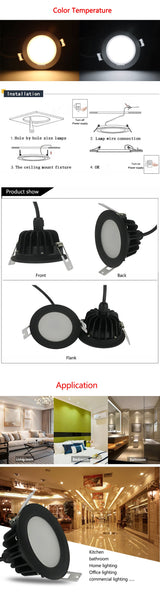 LED 5W 7W 9W 12W 15W Waterproof IP65 Dimmable led downlight smd  dimming 12W LED Spot light led ceiling lamp AC 85-265V