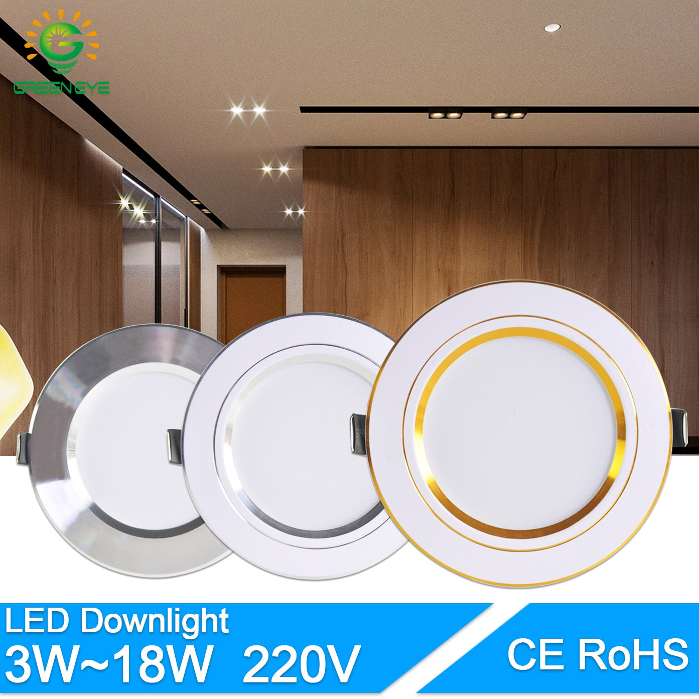 Downlight 3W 5W 9W 12W 15W 18W Spot led downlight AC 220V gold Silver White Ultra Thin Aluminum Round Recessed LED Spot Lighting