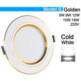 Downlight 3W 5W 9W 12W 15W 18W Spot led downlight AC 220V gold Silver White Ultra Thin Aluminum Round Recessed LED Spot Lighting
