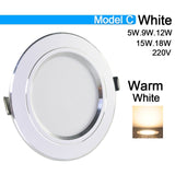 Downlight 3W 5W 9W 12W 15W 18W Spot led downlight AC 220V gold Silver White Ultra Thin Aluminum Round Recessed LED Spot Lighting