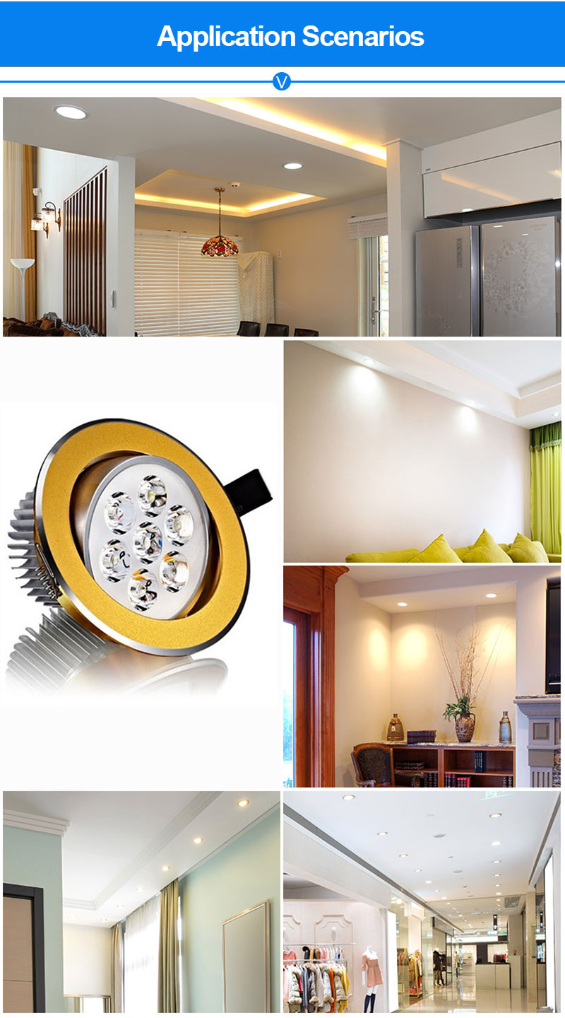 DBF Super Bright Angle Adjustable 3W 5W 7W 9W 12W 15W LED Ceiling Recessed Downlight Dimmable LED Ceiling Spot Light AC85-265V