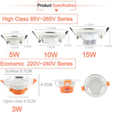 LED Downlight led spot 3W 5W 9W 15W 18W Silver White Ultra Thin Downlight AC110V 220V Led Bulb Bedroom Indoor LED Spot Lighting