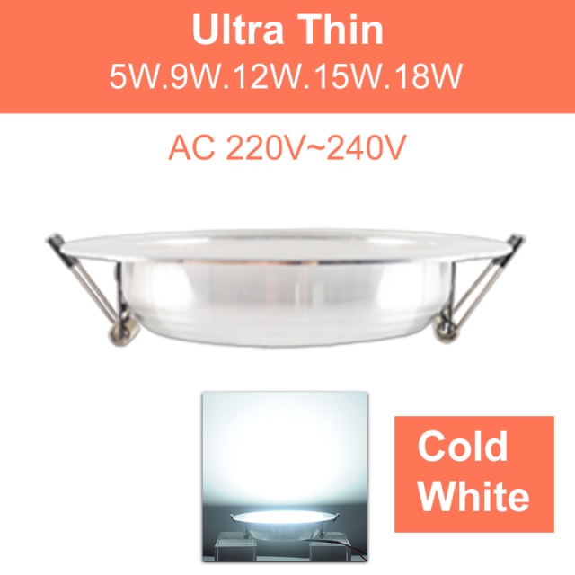 LED Downlight led spot 3W 5W 9W 15W 18W Silver White Ultra Thin Downlight AC110V 220V Led Bulb Bedroom Indoor LED Spot Lighting