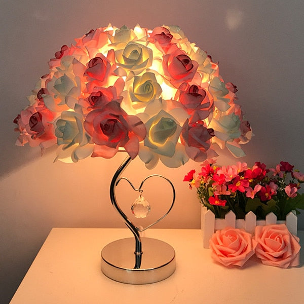 Table Lamp Rose Flower LED Night Light Bedside Lamp Home Wedding Party Decor Atmosphere Night Light Sleep Lighting