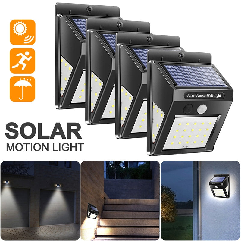 LED Solar Power Lamp PIR Motion Sensor 1/2/4pcs Solar Garden Light Outdoor Waterproof Energy Saving Wall Security Lamp