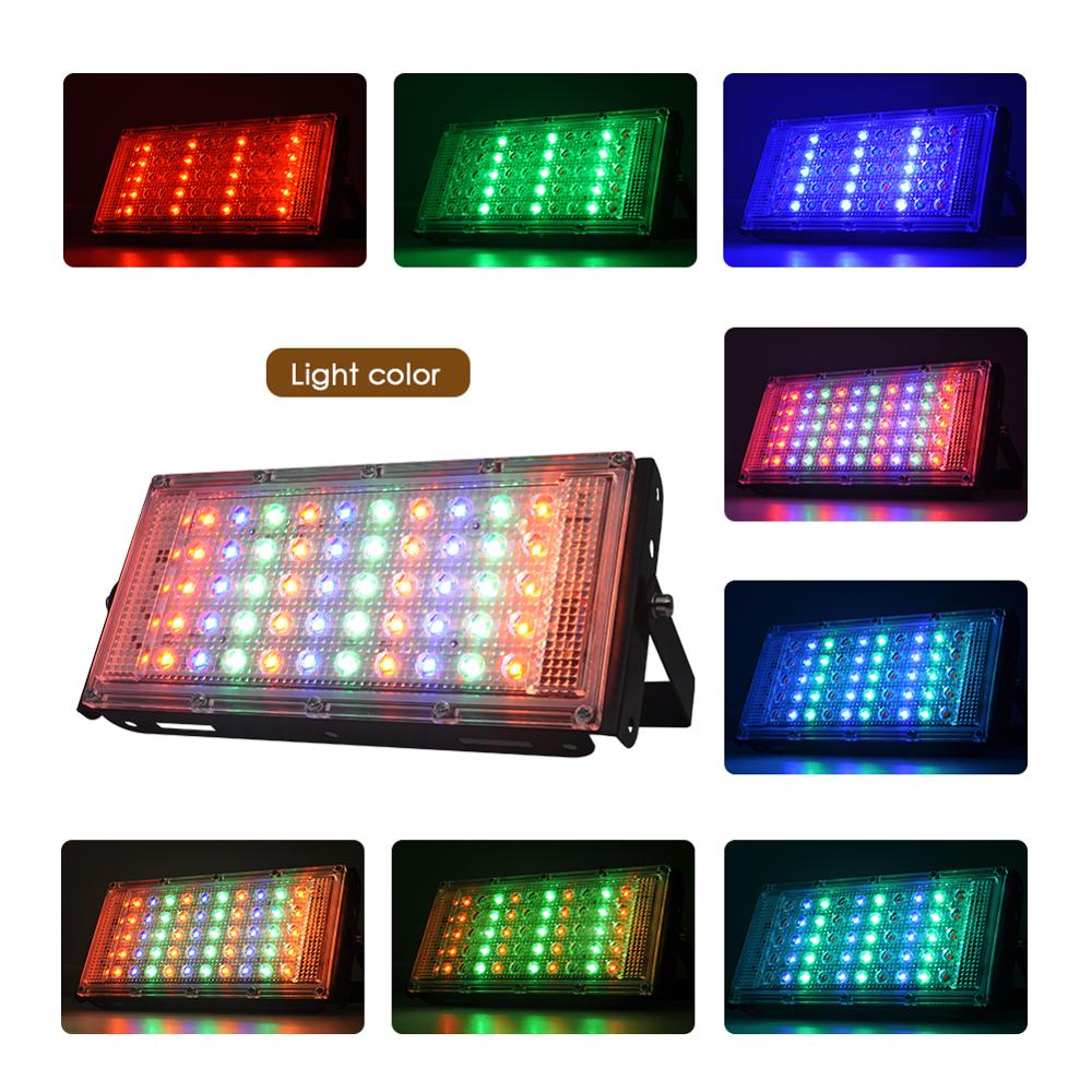 LED Floodlight Outdoor Spotlight 10W 50W Wall Washer Lamp Reflector IP65 Waterproof Lighting Garden RGB Flood Light AC 220V 240V