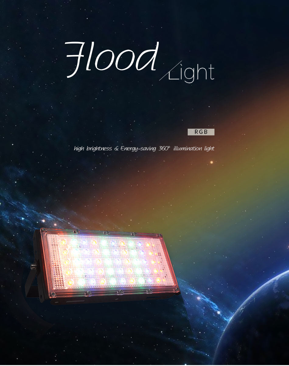 LED Floodlight Outdoor Spotlight 10W 50W Wall Washer Lamp Reflector IP65 Waterproof Lighting Garden RGB Flood Light AC 220V 240V