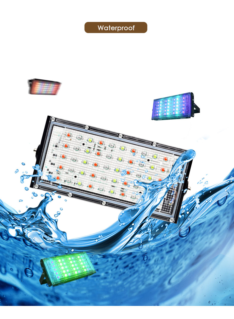 LED Floodlight Outdoor Spotlight 10W 50W Wall Washer Lamp Reflector IP65 Waterproof Lighting Garden RGB Flood Light AC 220V 240V