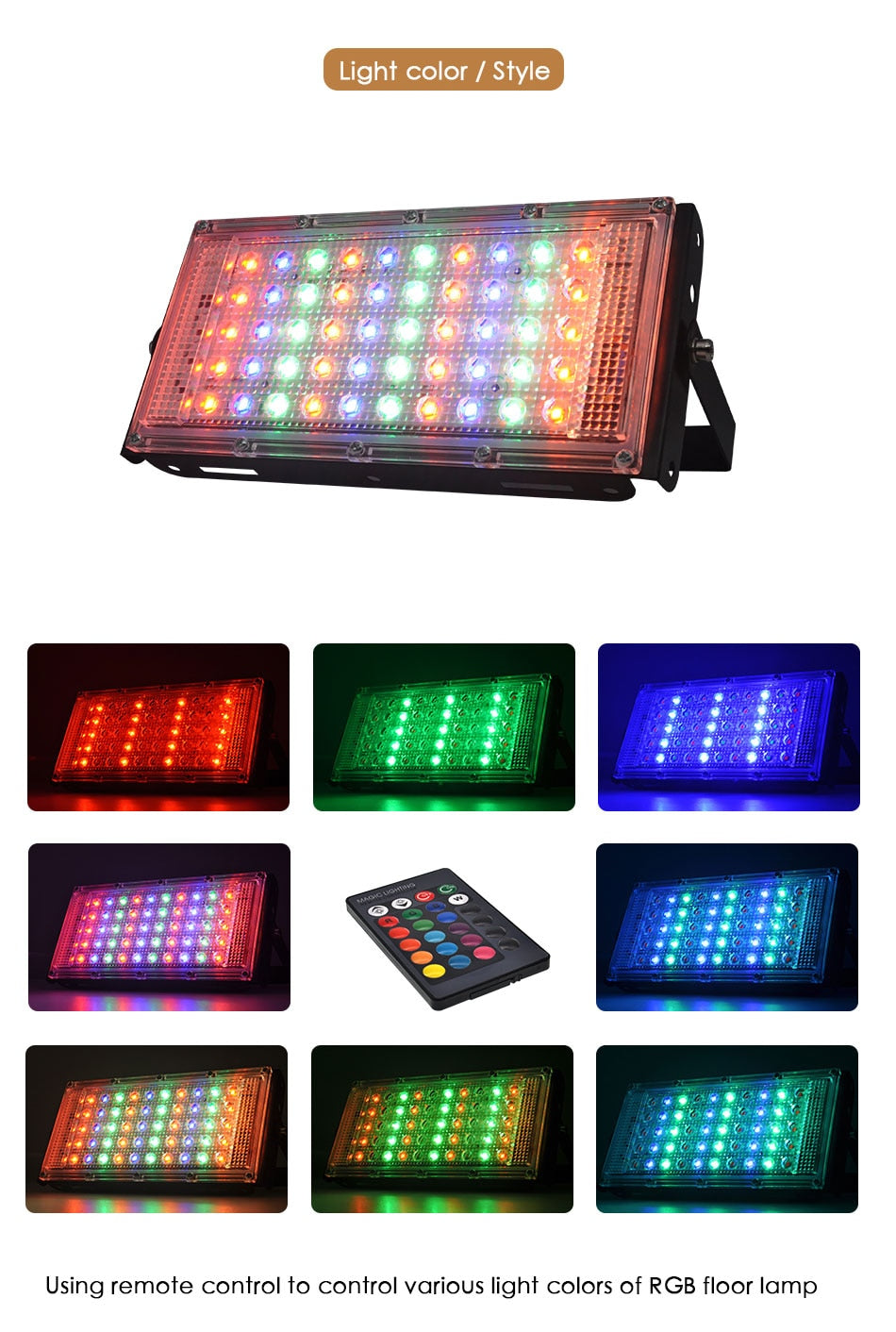 LED Floodlight Outdoor Spotlight 10W 50W Wall Washer Lamp Reflector IP65 Waterproof Lighting Garden RGB Flood Light AC 220V 240V
