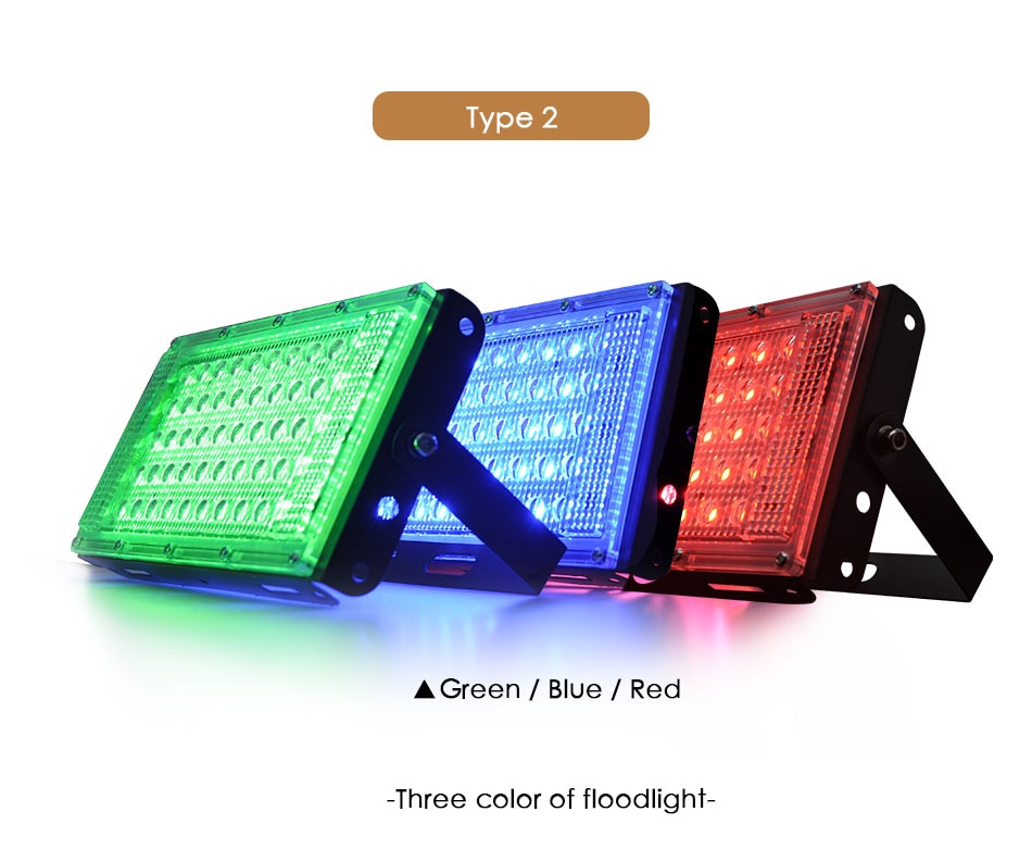 LED Floodlight Outdoor Spotlight 10W 50W Wall Washer Lamp Reflector IP65 Waterproof Lighting Garden RGB Flood Light AC 220V 240V