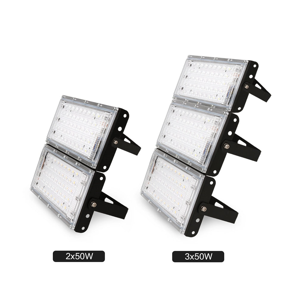 LED Floodlight Outdoor Spotlight 10W 50W Wall Washer Lamp Reflector IP65 Waterproof Lighting Garden RGB Flood Light AC 220V 240V
