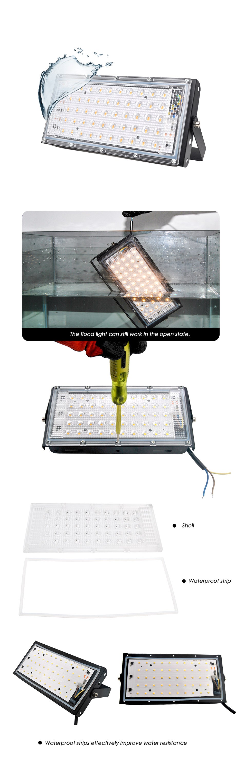 LED Floodlight Outdoor Spotlight 10W 50W Wall Washer Lamp Reflector IP65 Waterproof Lighting Garden RGB Flood Light AC 220V 240V