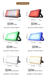 LED Floodlight Outdoor Spotlight 10W 50W Wall Washer Lamp Reflector IP65 Waterproof Lighting Garden RGB Flood Light AC 220V 240V