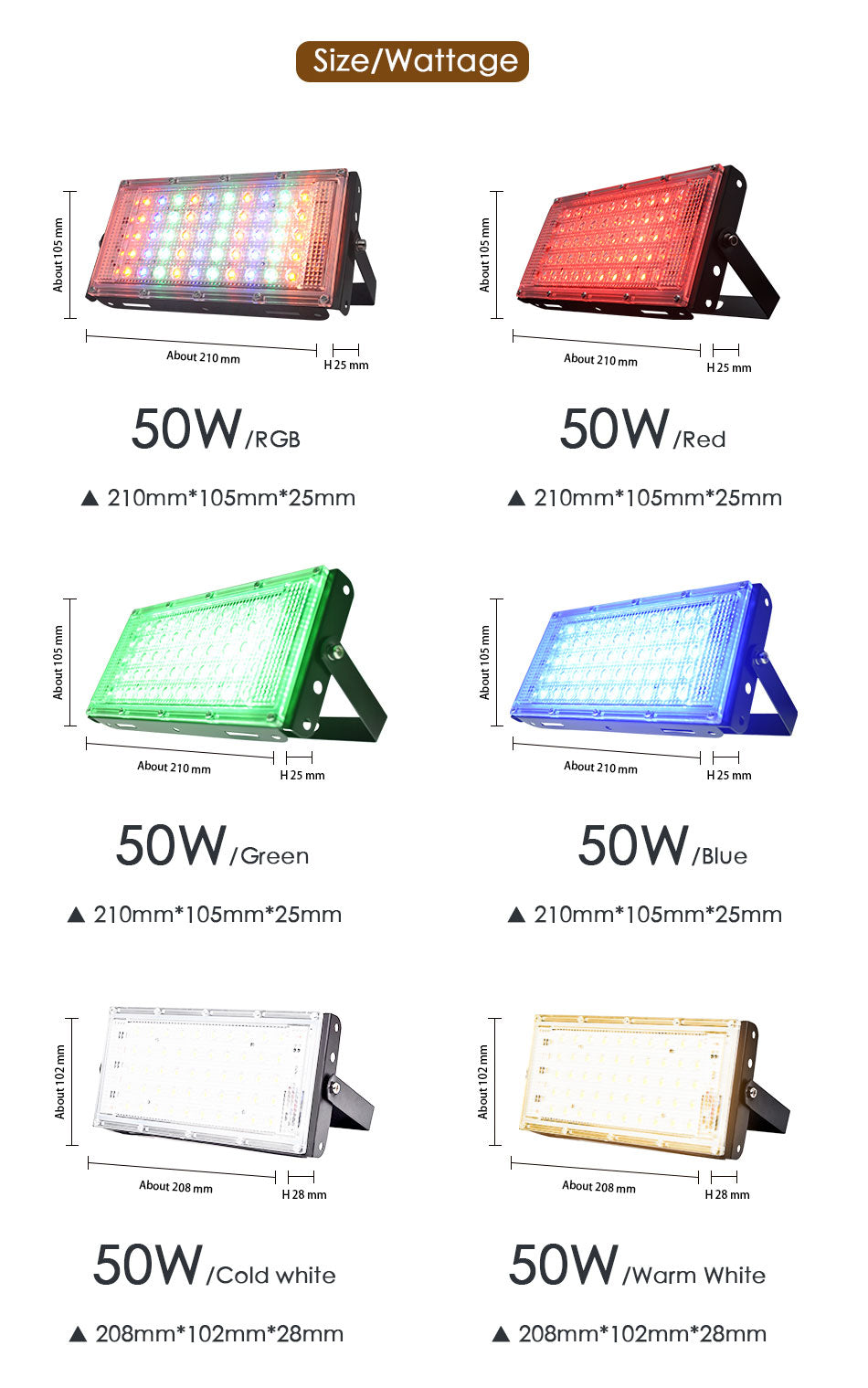 LED Floodlight Outdoor Spotlight 10W 50W Wall Washer Lamp Reflector IP65 Waterproof Lighting Garden RGB Flood Light AC 220V 240V