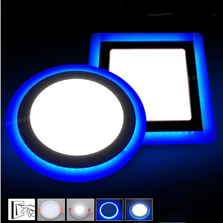 LED 6W 9W 16W 24W Ceiling Recessed panel Light Painel lamp home decoration round square Led Panel Downlight Blue+White 2 colors