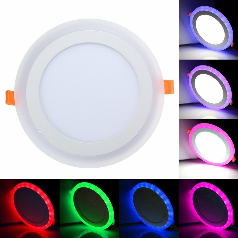 LED 6W 9W 16W 24W Ceiling Recessed panel Light Painel lamp home decoration round square Led Panel Downlight Blue+White 2 colors